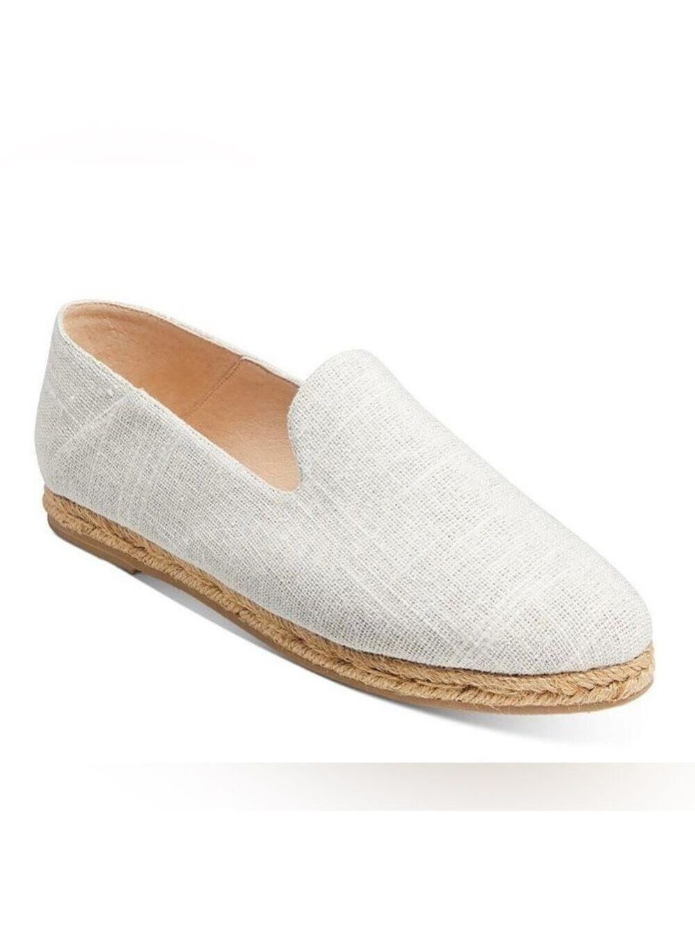 NIB Jack Rogers Audrey Linen Espadrille Flats in White Silver